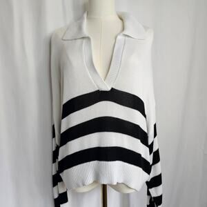 NWT PINK XL Oversized Striped Cambridge Minimalist Sweater